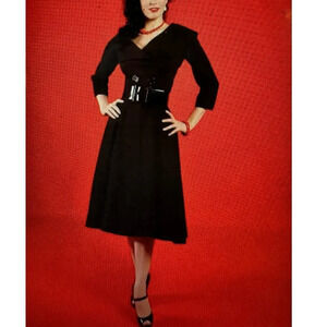 Bettie Page Black Midi Dress